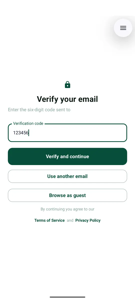 Type the code from your e-mail