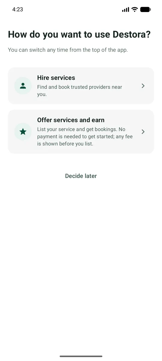 Choose "Offer services and earn"
