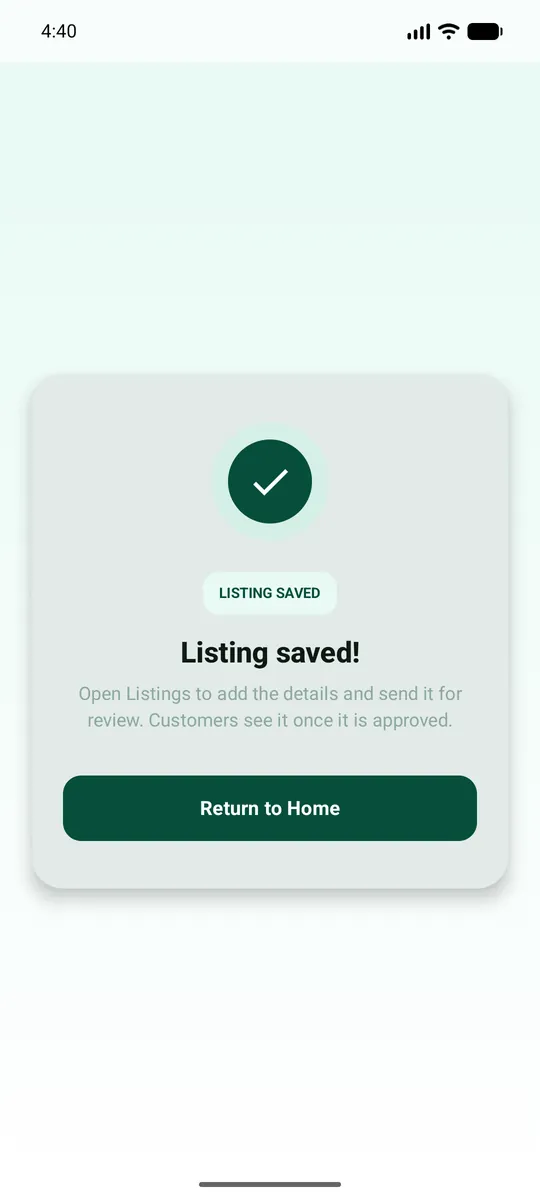 "Listing saved!"