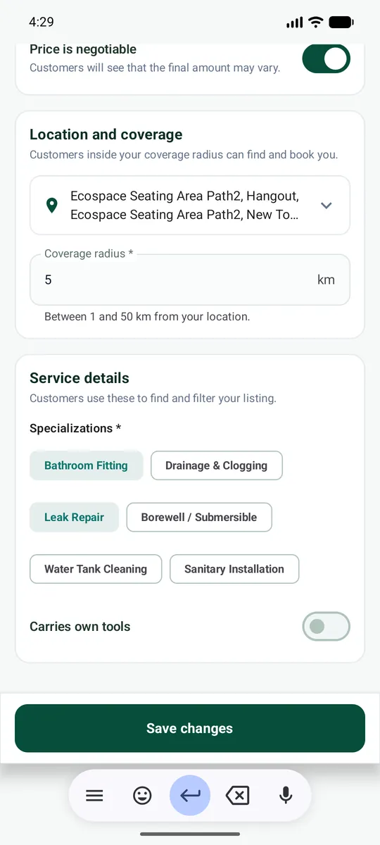 Tick your specializations